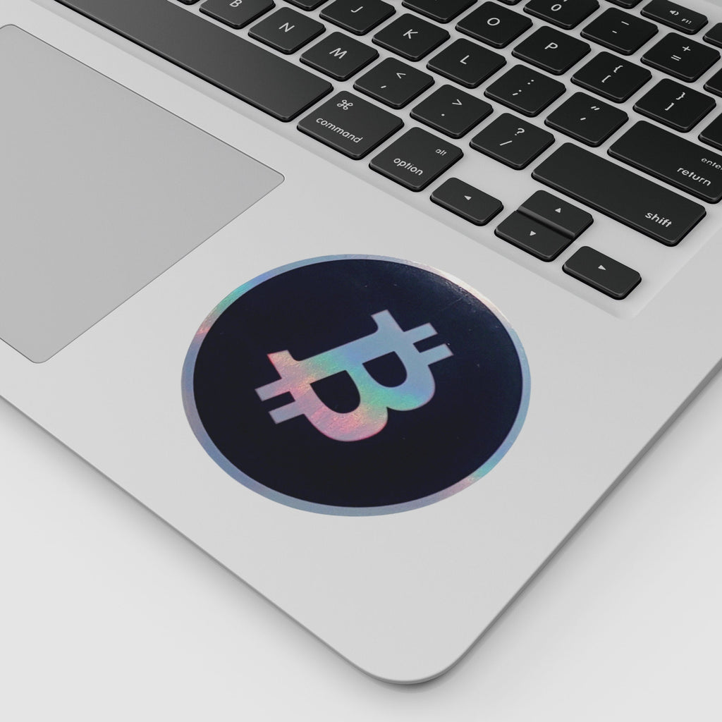 Bitcoin Holographic Crypto Sticker - size and detail view