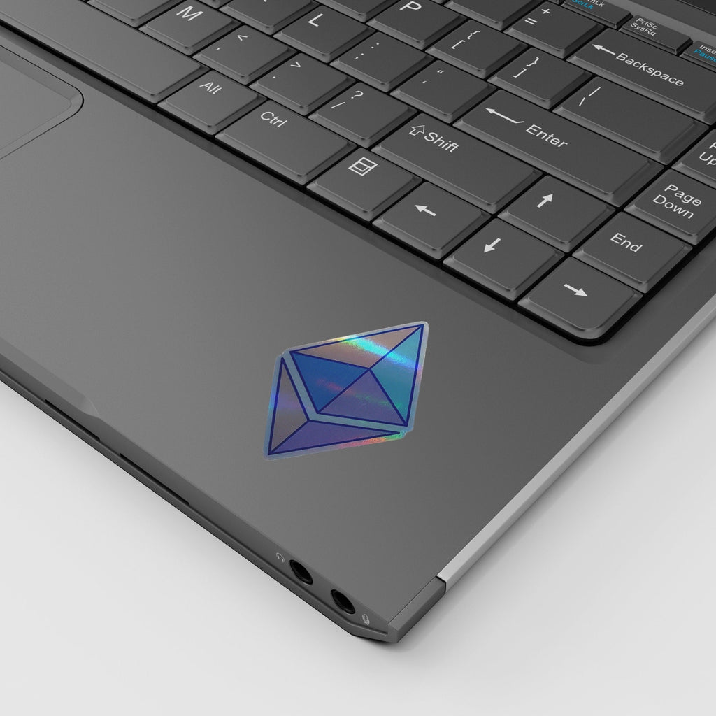 Ethereum Holographic Sticker Glyph - applied to water bottle