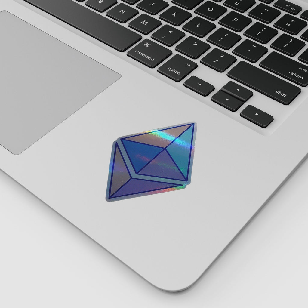 Ethereum Holographic Crypto Sticker - size and detail view