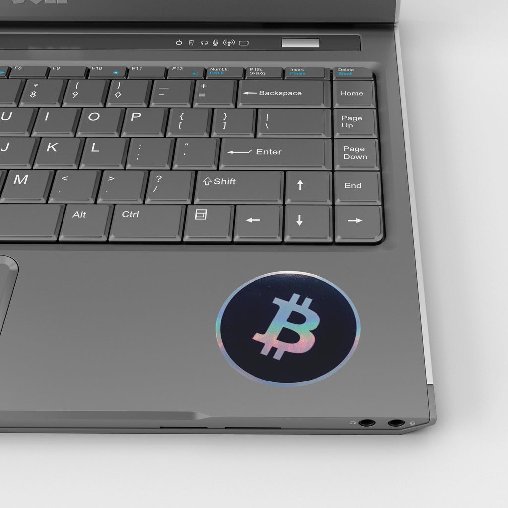 Bitcoin Holographic Sticker - applied to laptop