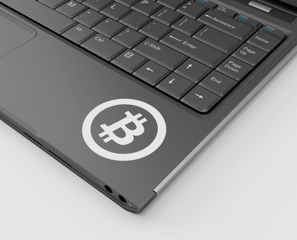 Bitcoin Cut Vinyl Decal White - size reference