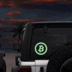 Bitcoin Glow-in-the-Dark Vinyl Decal - applied to surface