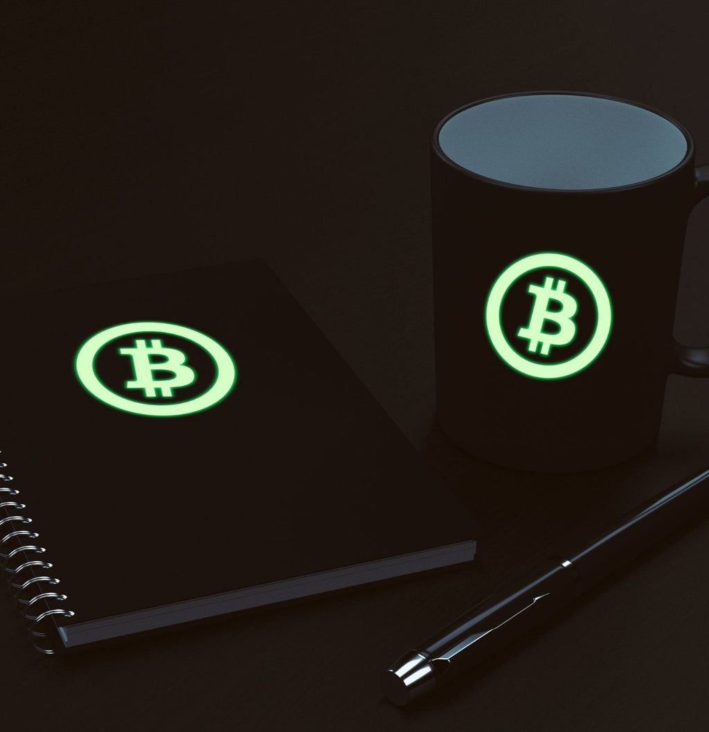 Bitcoin Glow-in-the-Dark Vinyl Decal - normal light view